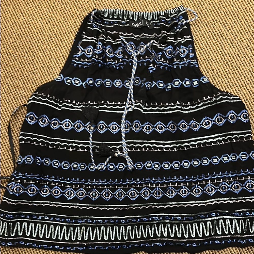 Black and Blue Patterned halter neck Top